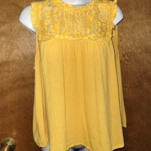 Plus Mustard Lace Top